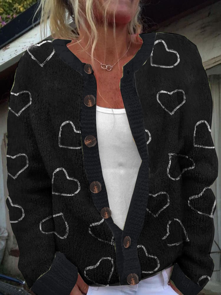 Women's Breast Cancer Pink Heart Cardigan Sweater