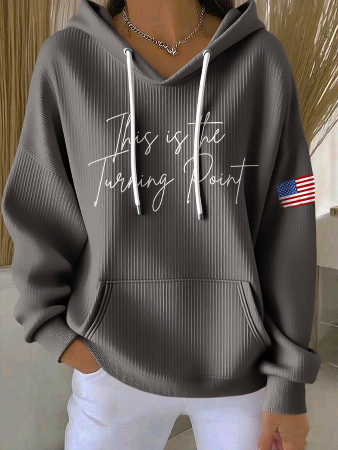 Retro This Is The Turning Point Print Hoodie