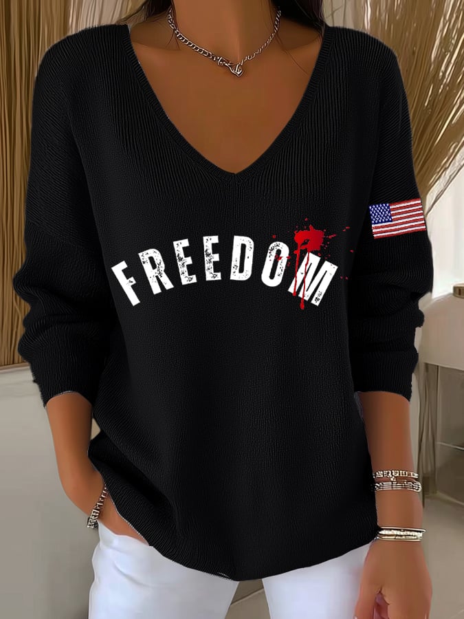 Women's Freedom Print Long Sleeve Top