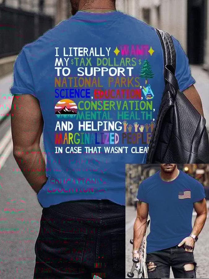 Men's Support Our National Parks Printed Round Neck T-Shirt