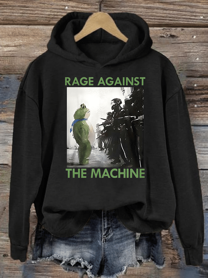 Women's Frog Resistance Print Casual Hoodie
