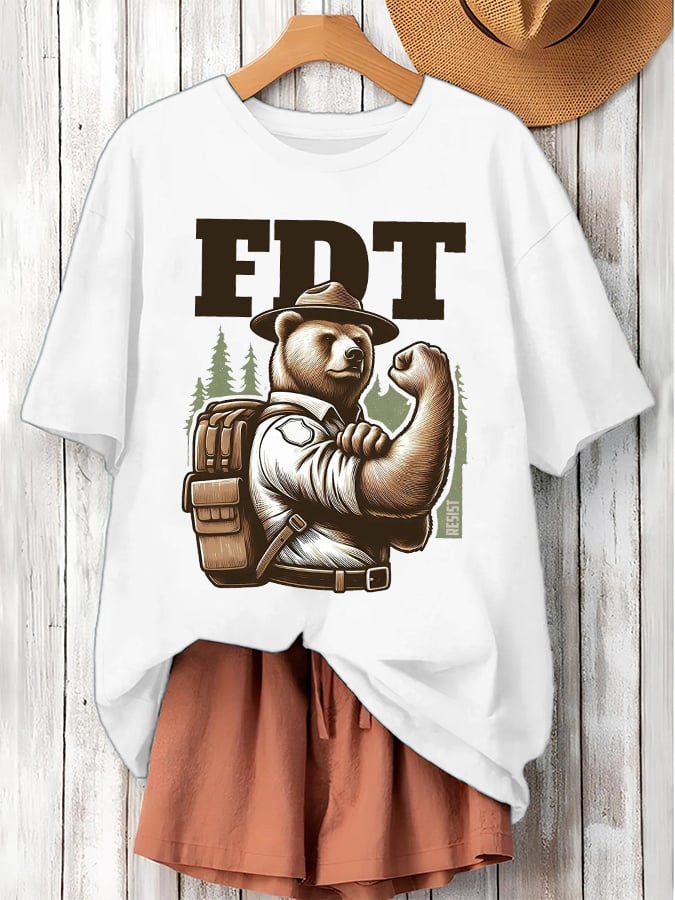 Women's Retro Support National Parks FDT Resist Bear Print T-Shirt