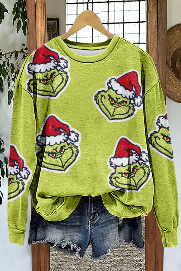 Christmas Grinch Print Sweatshirt