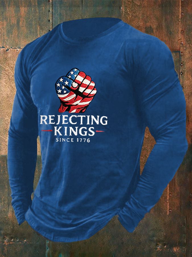 Men'S “Rejecting Kings Since 1776” Print Casual T-Shirt