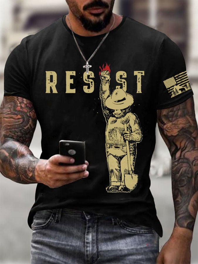 Men's Protect Our National Parks Printed Round Neck T-Shirt