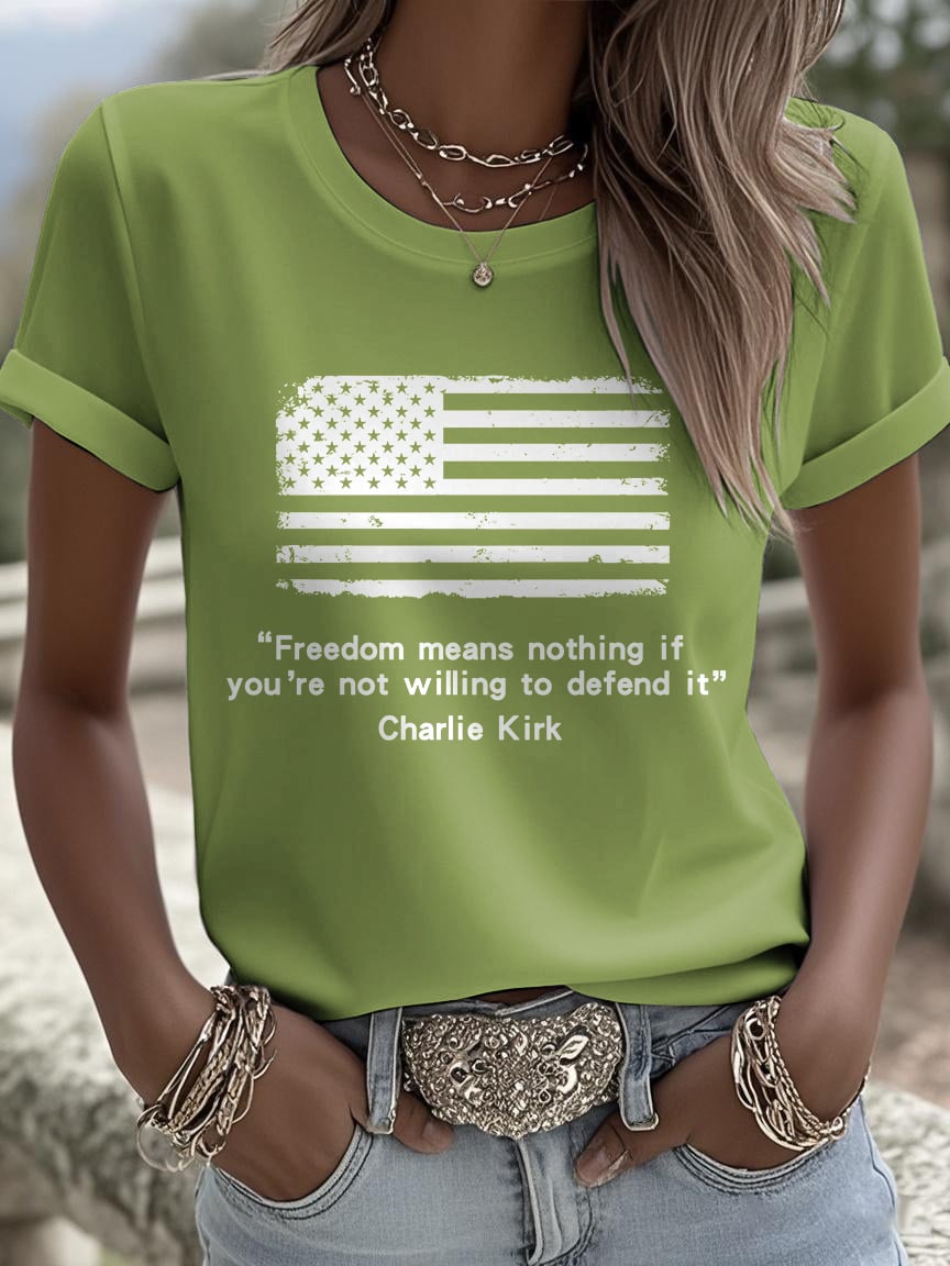 Retro Freedom Means Nothing If You’re Not Willing To Defend It Print T-Shirt