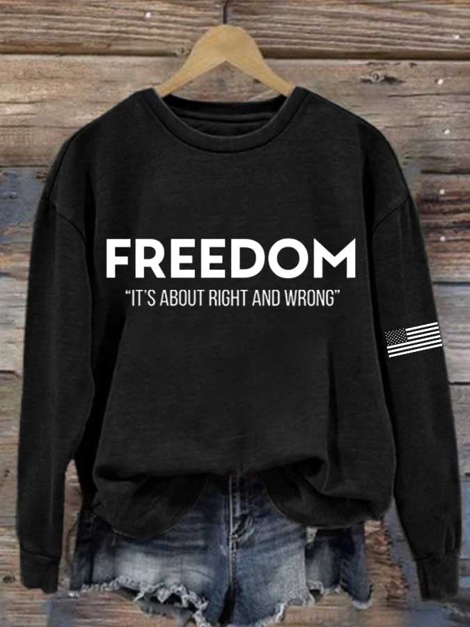 Women's Freedom American Flag Print Casual T-shirt