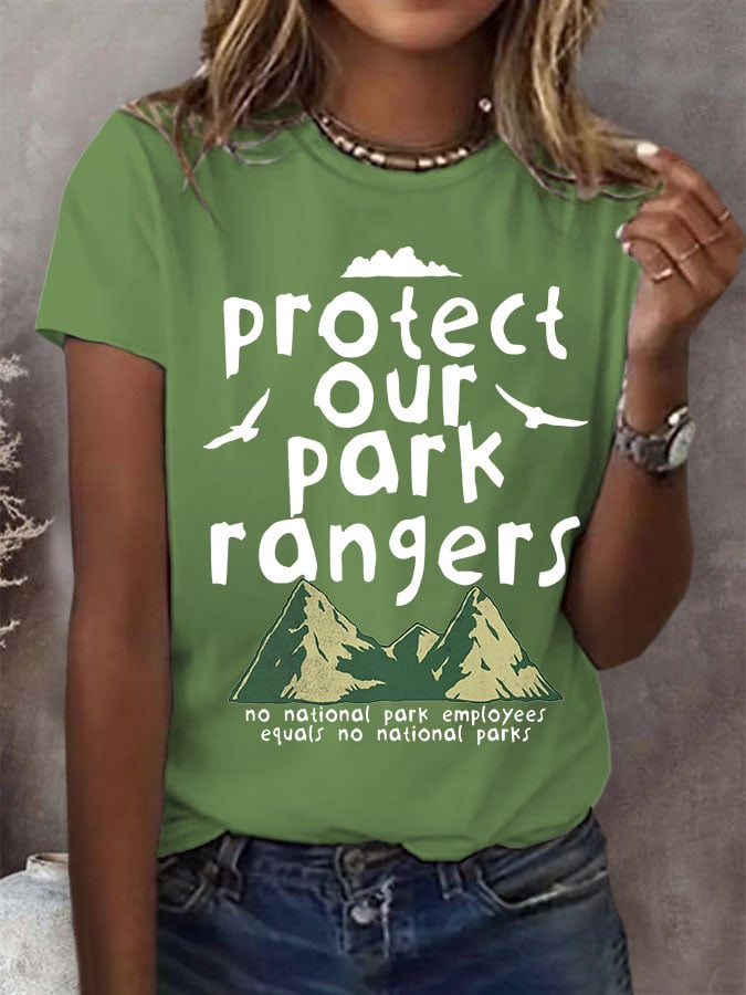 Women's Protect Our Park Rangers Print Round Neck T-Shirt