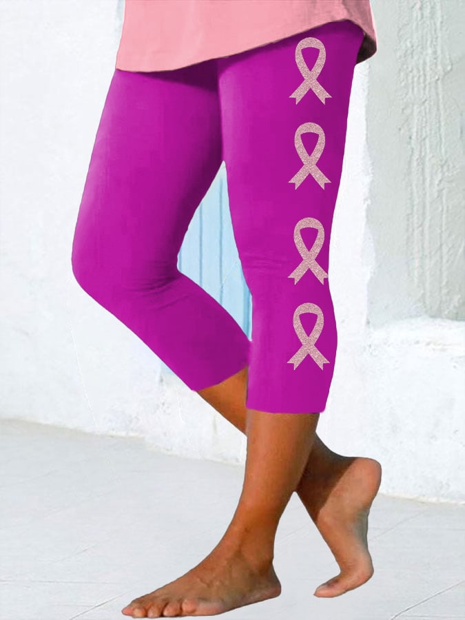 Women's Breast Cancer Awareness Print Casual Leggings