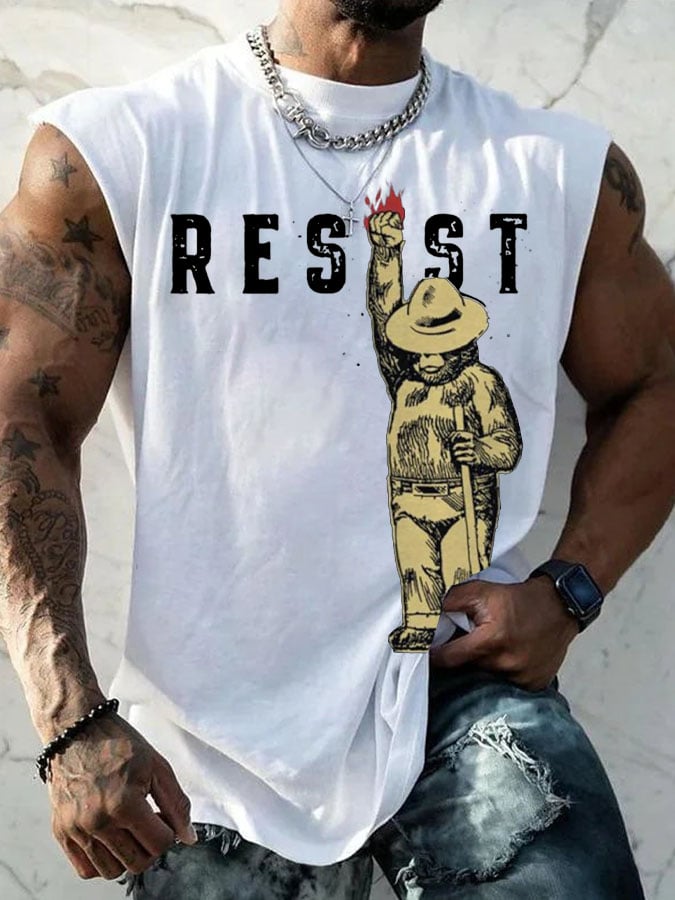 Men's Protect Our National Parks Print Round Neck Tank Top