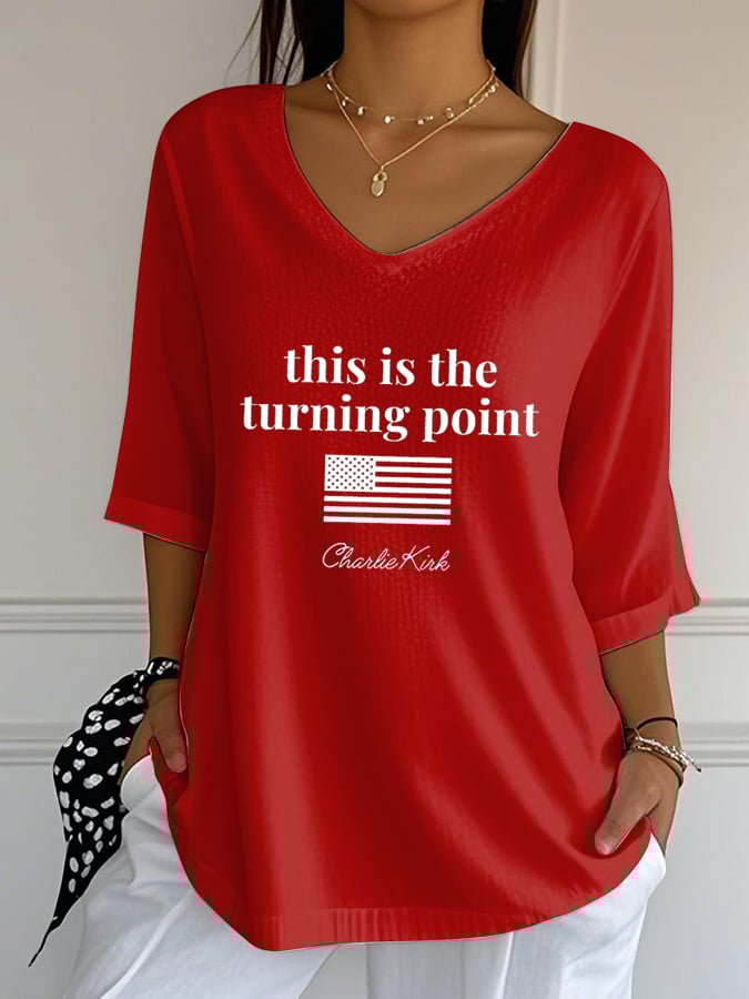 Women's Retro This Is The Turning Point Print T-Shirt