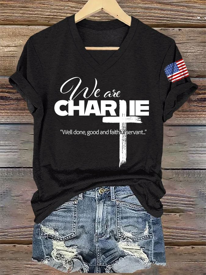 V-Neck Retro Well Done, Good And Faithful Servant Print T-Shirt