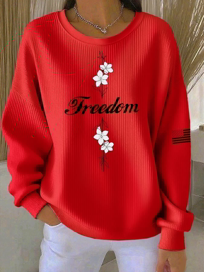 Women's Casual Freedom Faith Textured Sweatshirt