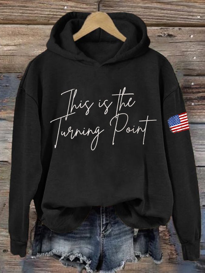 Retro This Is The Turning Point Print Hoodie