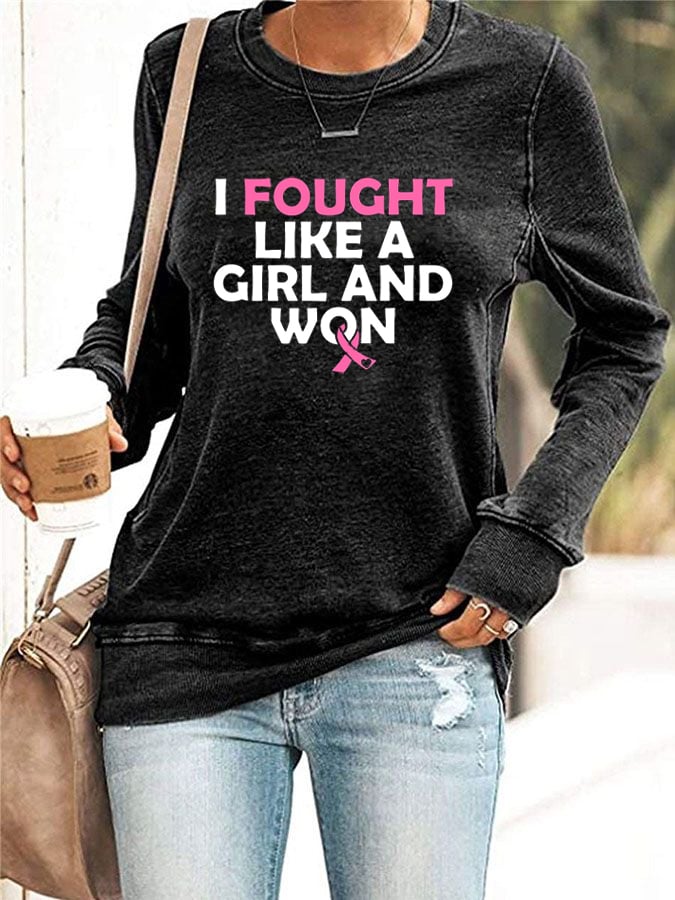 Women's Breast Cancer Survivor Printed Long Sleeve Sweatshirt