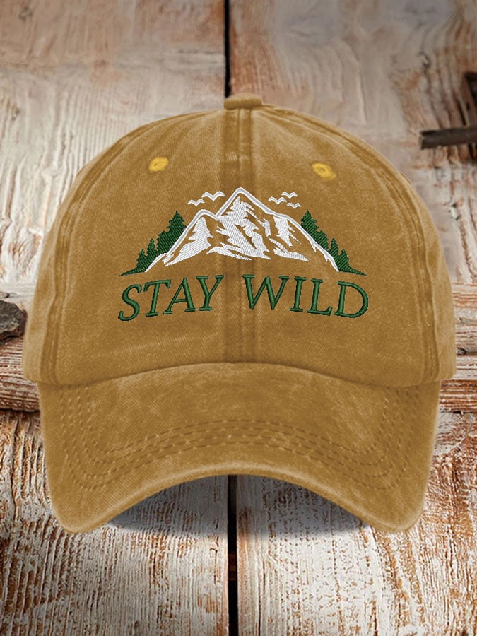 Retro Stay Wild Mountains Protect National Parks Printed Baseball Cap