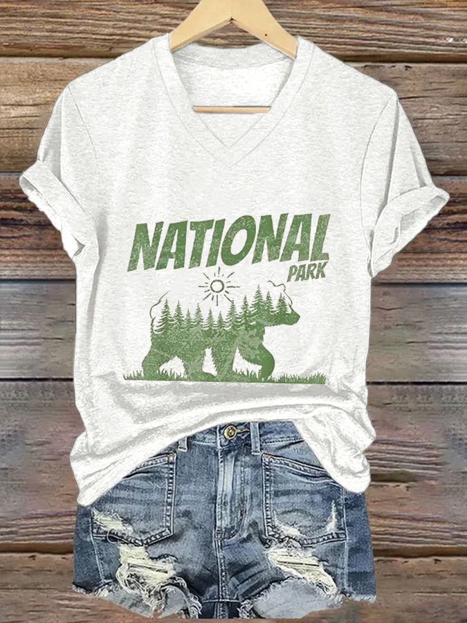 Women's National Park Print V-Neck T-Shirt