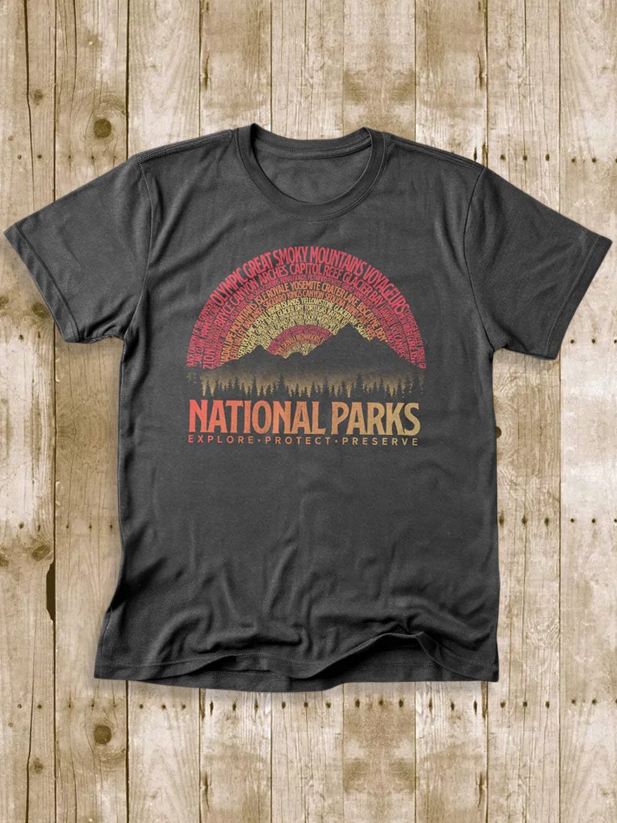 Men's 100% Cotton National Park Crew Neck Short Sleeve T-Shirt