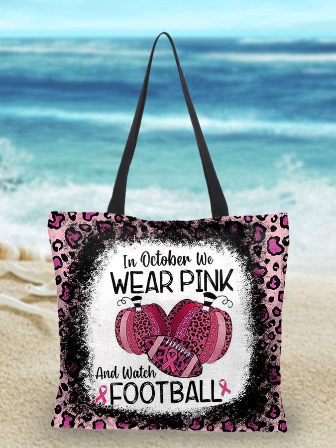 In October We Wear Pink And Watch Football Leopard Print Bag