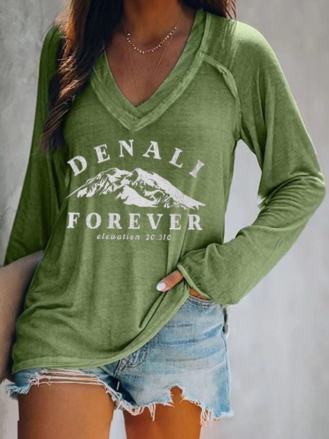 V-neck Retro Denali Forever Elevation 20,310 Print T-Shirt