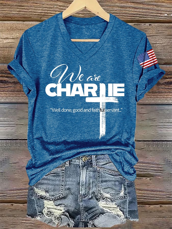 V-Neck Retro Well Done, Good And Faithful Servant Print T-Shirt