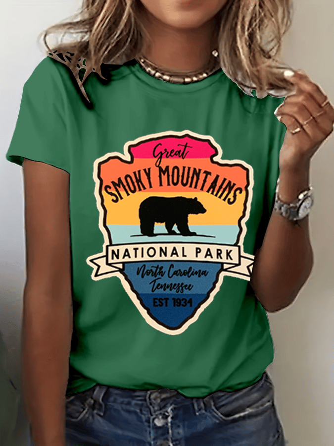 Women's Smoky Mountains National Park Print Crew Neck T-Shirt