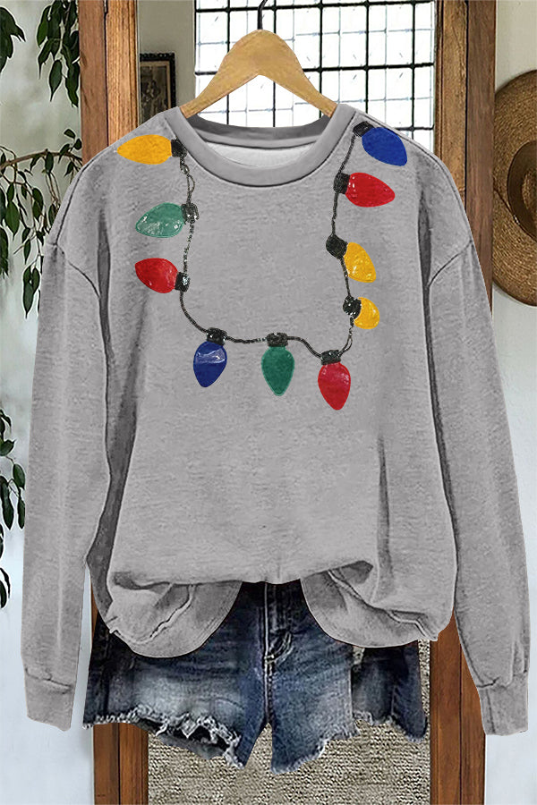 Funny Christmas Lights Print Sweatshirt