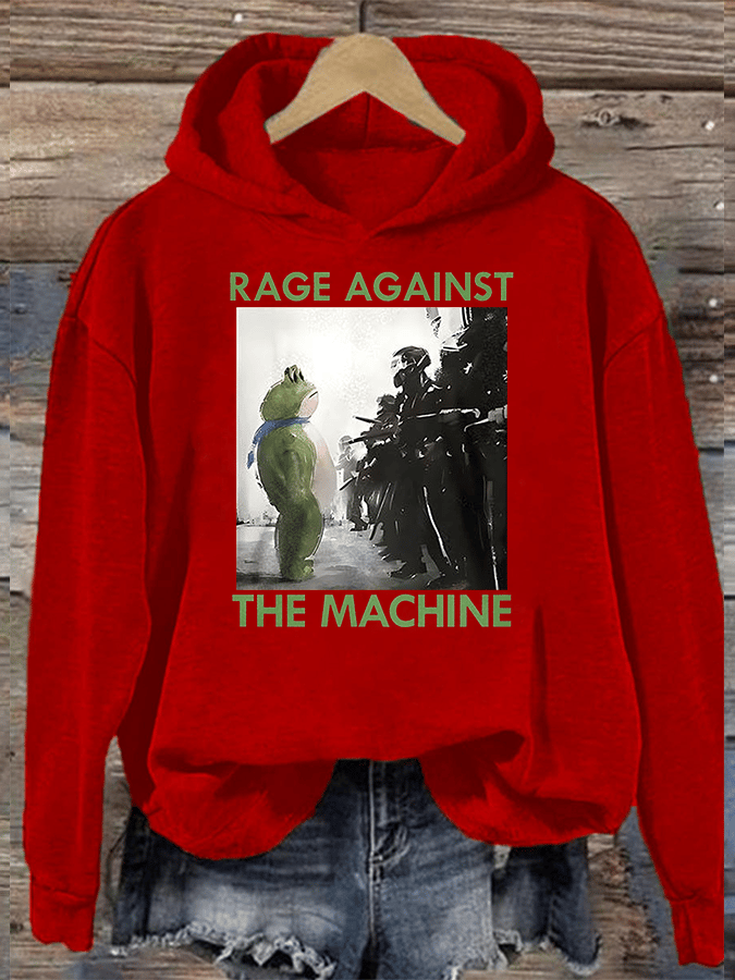 Women's Frog Resistance Print Casual Hoodie