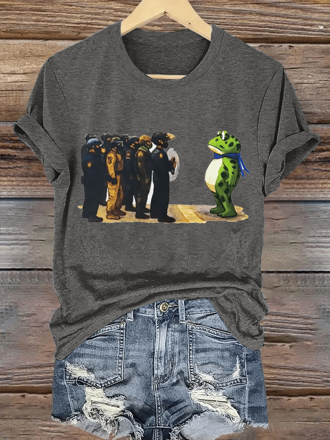 Women's Portland Frog Resist Printed Casual T-Shirt