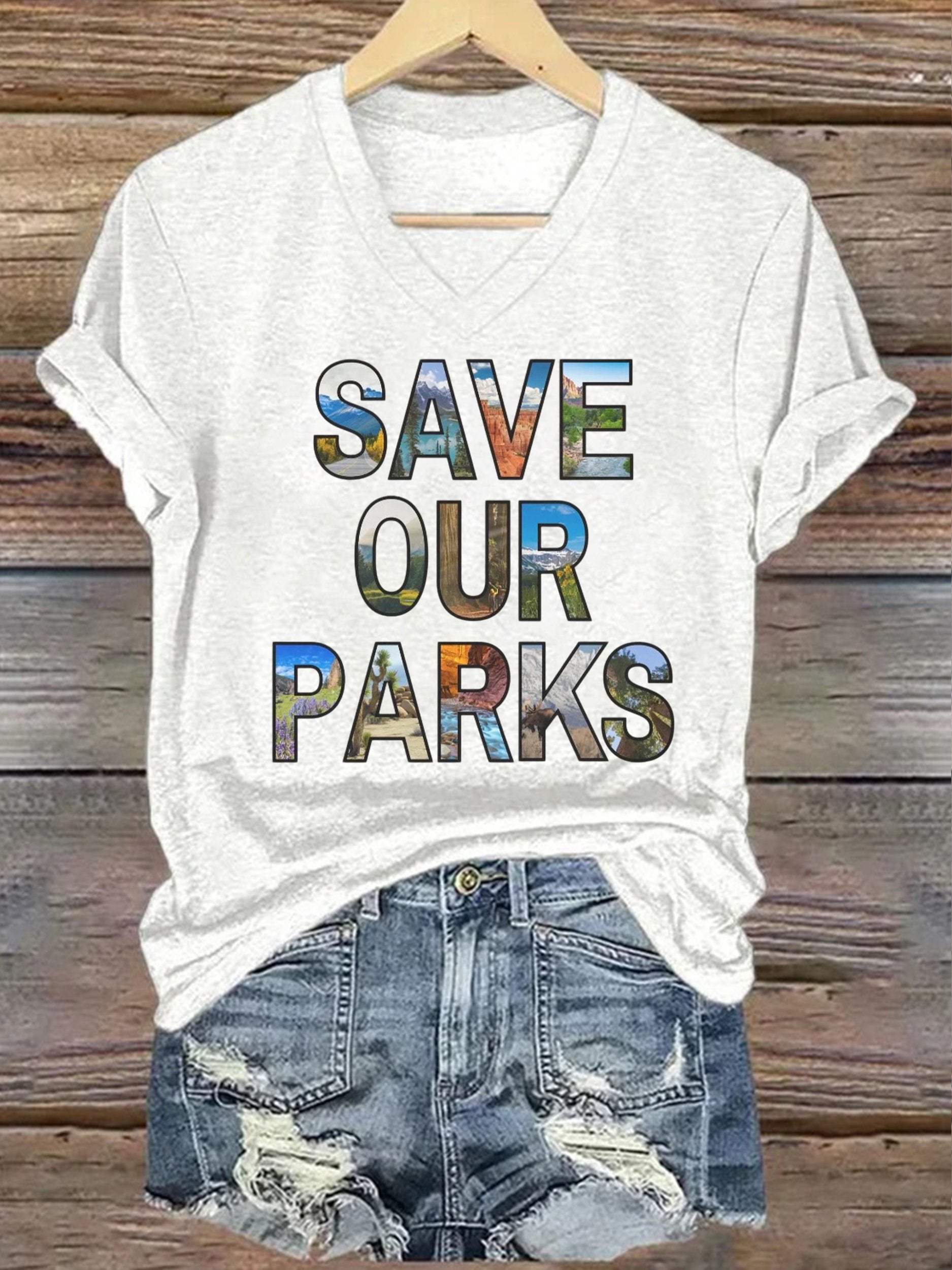 Women's Save Our Parks Printed Short-Sleeved T-Shirt