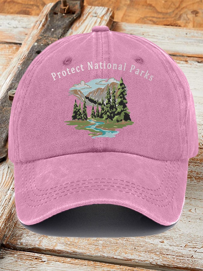 Retro Protect Our National Parks Printed Baseball Cap