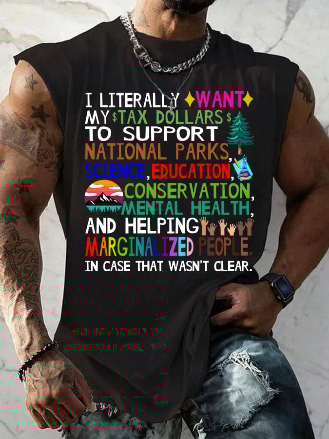 Men's Support Our National Parks Print Round Neck Tank Top