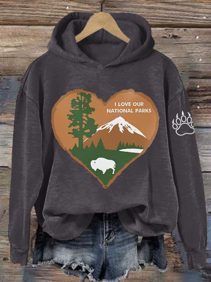 Women’s Retro I Love Our National Parks Printed Hoodie