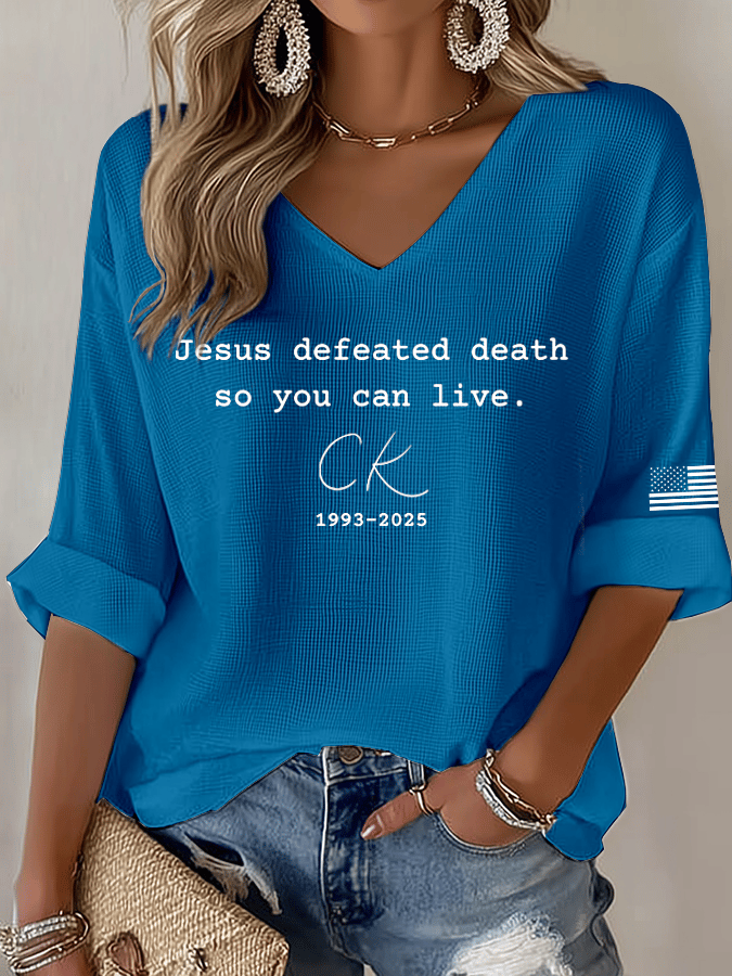 Women's Hot Spot Print Waffle Long Sleeve T-Shirt