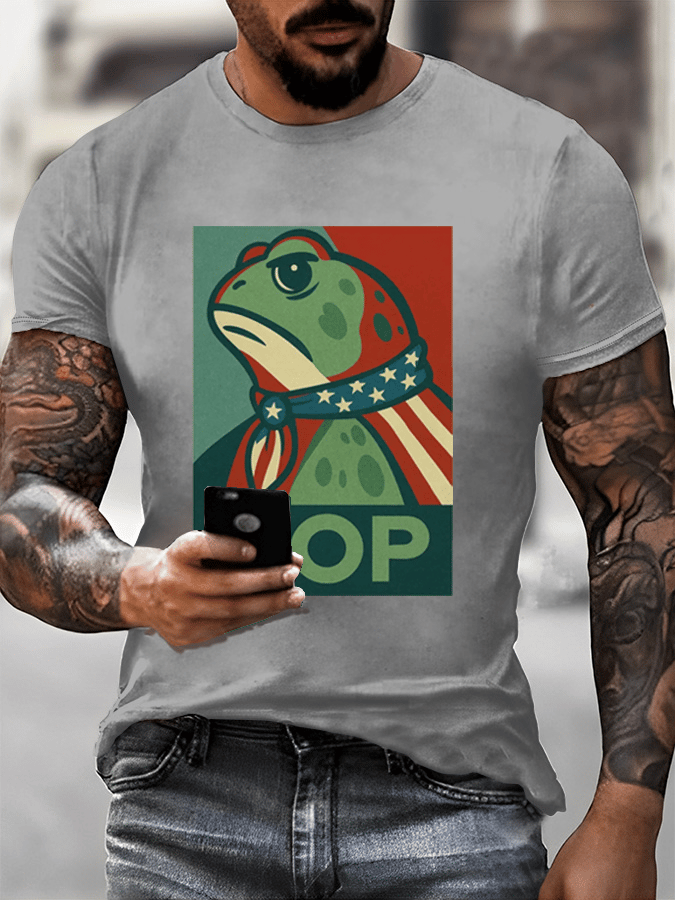 Men's Hop Portland Frog Printed Casual T-Shirt