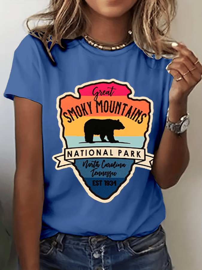 Women's Smoky Mountains National Park Print Crew Neck T-Shirt