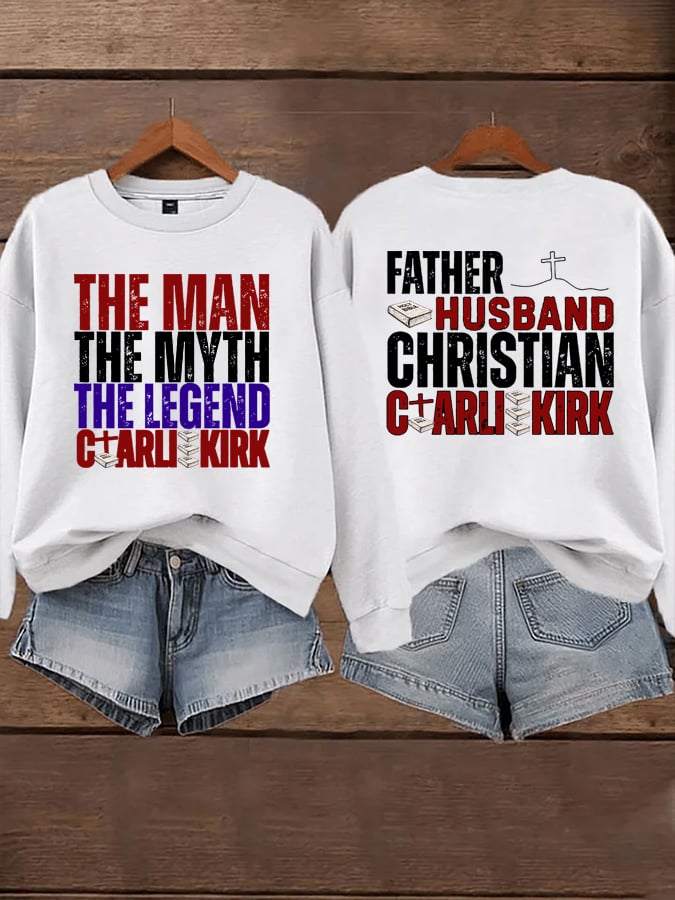Women's Retro Father Husband Christian The Man The Myth The Legend Printed Sweatshirt