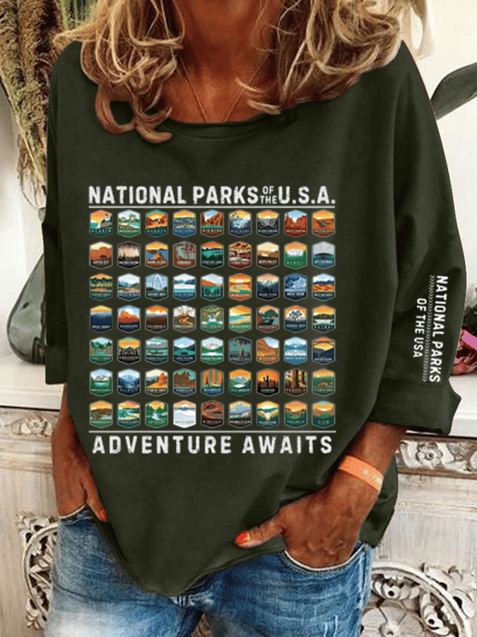 Women's National Parks Of The USA Heat Transfer Casual Sweatshirt