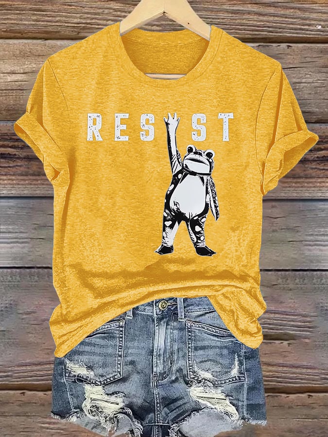 Women's Portland Frog Resist Printed Casual T-Shirt