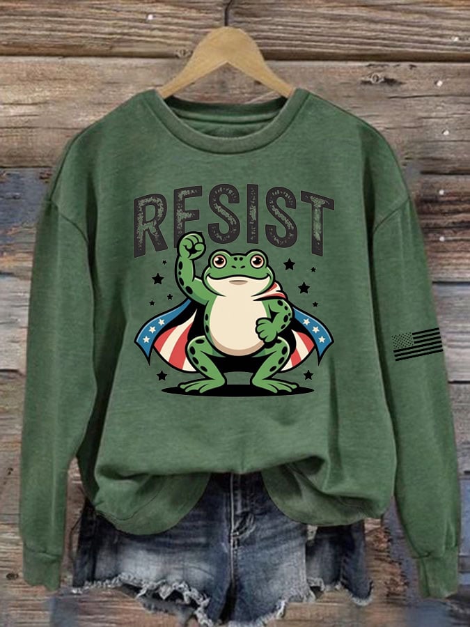 Women's Portland Frog Print Casual Sweatshirt