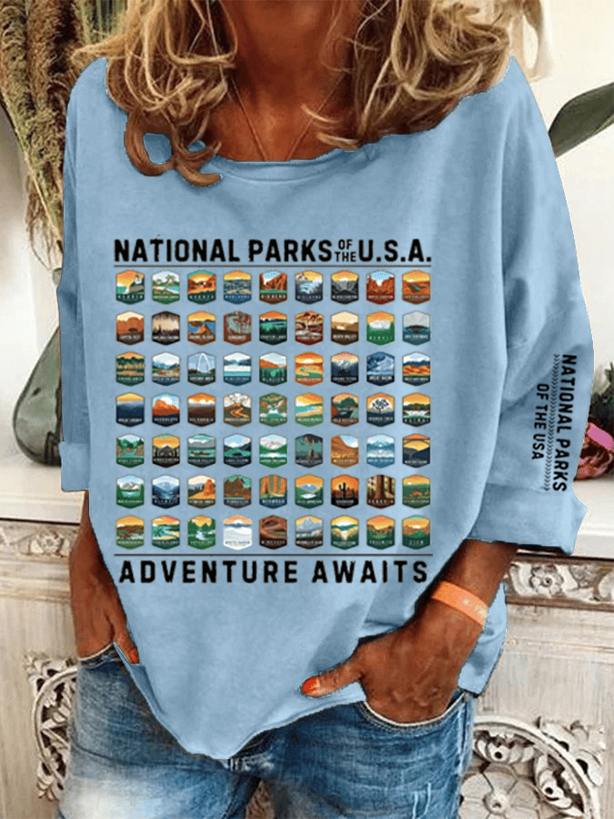 Women's National Parks Of The USA Heat Transfer Casual Sweatshirt