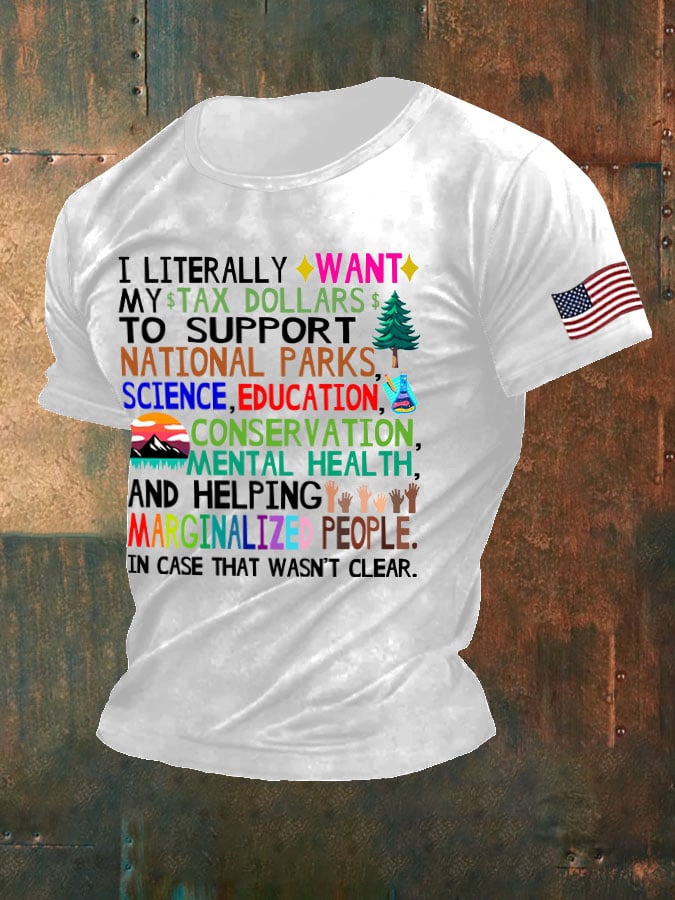 Men's Support Our National Parks Printed Round Neck T-Shirt