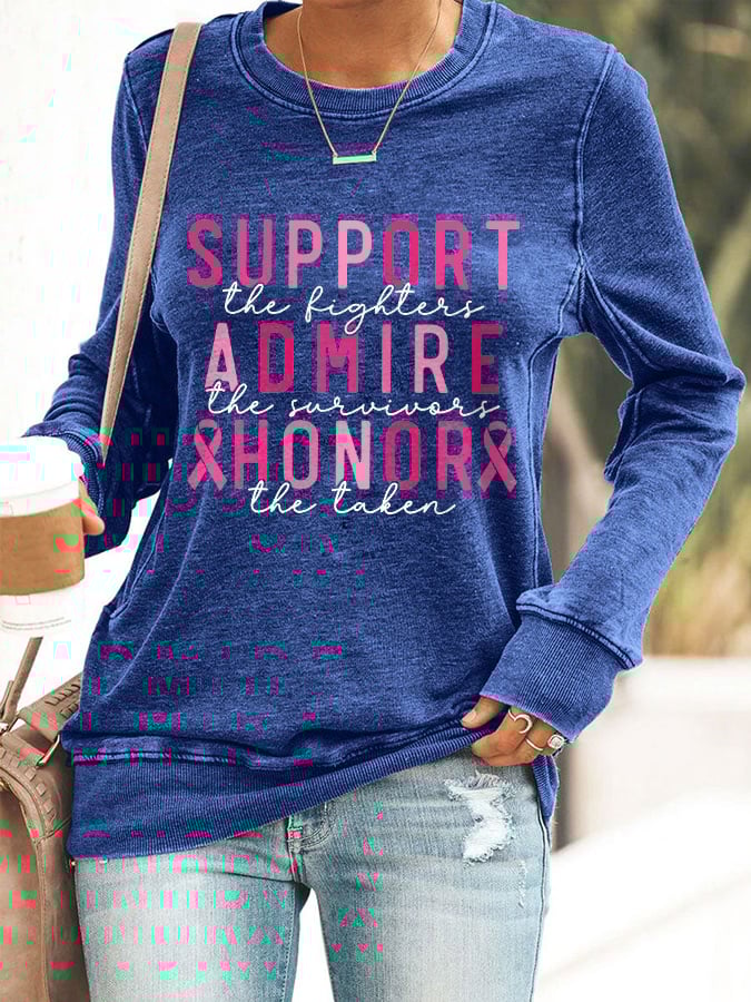 Women'S Casual Support The Fighter Admire The Survivors Honor The Taken Long-Sleeved Sweatshirt