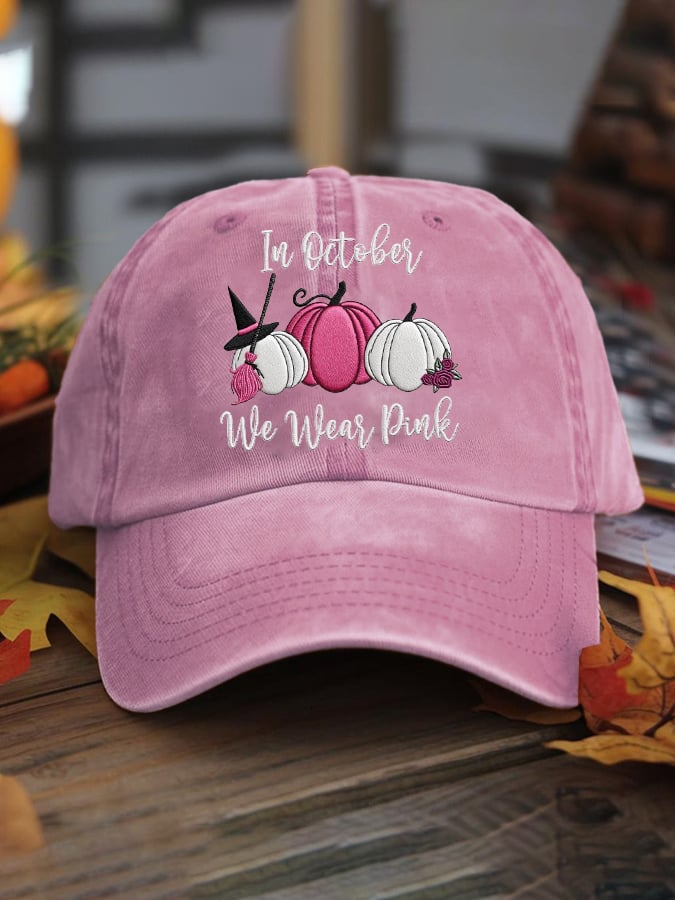 Unisex Autumn Pink Pumpkin In October We Wear Pink Hat