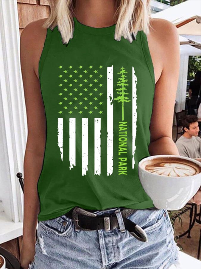 Women's National Park Print Crew Neck Tank Top