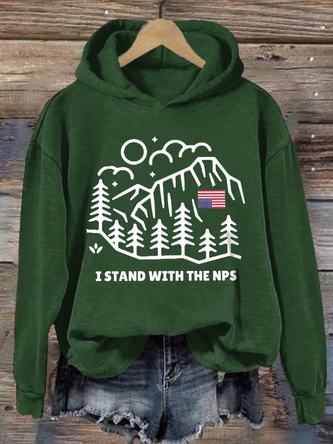 Retro I Stand With The NPS National Park Support Print Hoodie