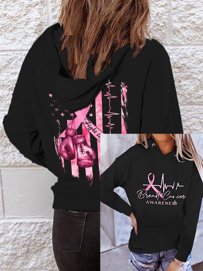 Women'S Casual Printed Hooded Long-Sleeve Sweatshirt
