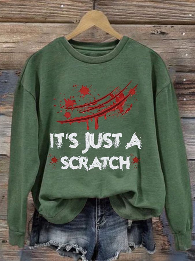 It'S Just A Scratch Halloween Women'S Printed Casual Long-Sleeved Sweatshirt