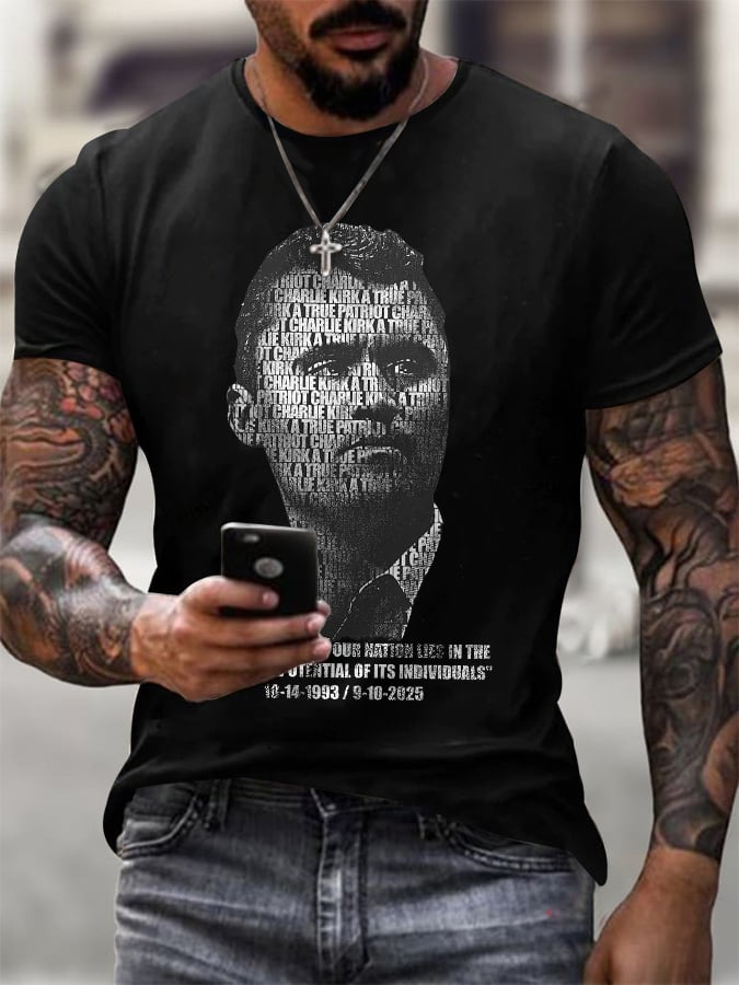 Men's Retro A True Patriot The Greatness Of Our Nation Lies In The Power And Potential Of Its Individuals Print T-Shirt