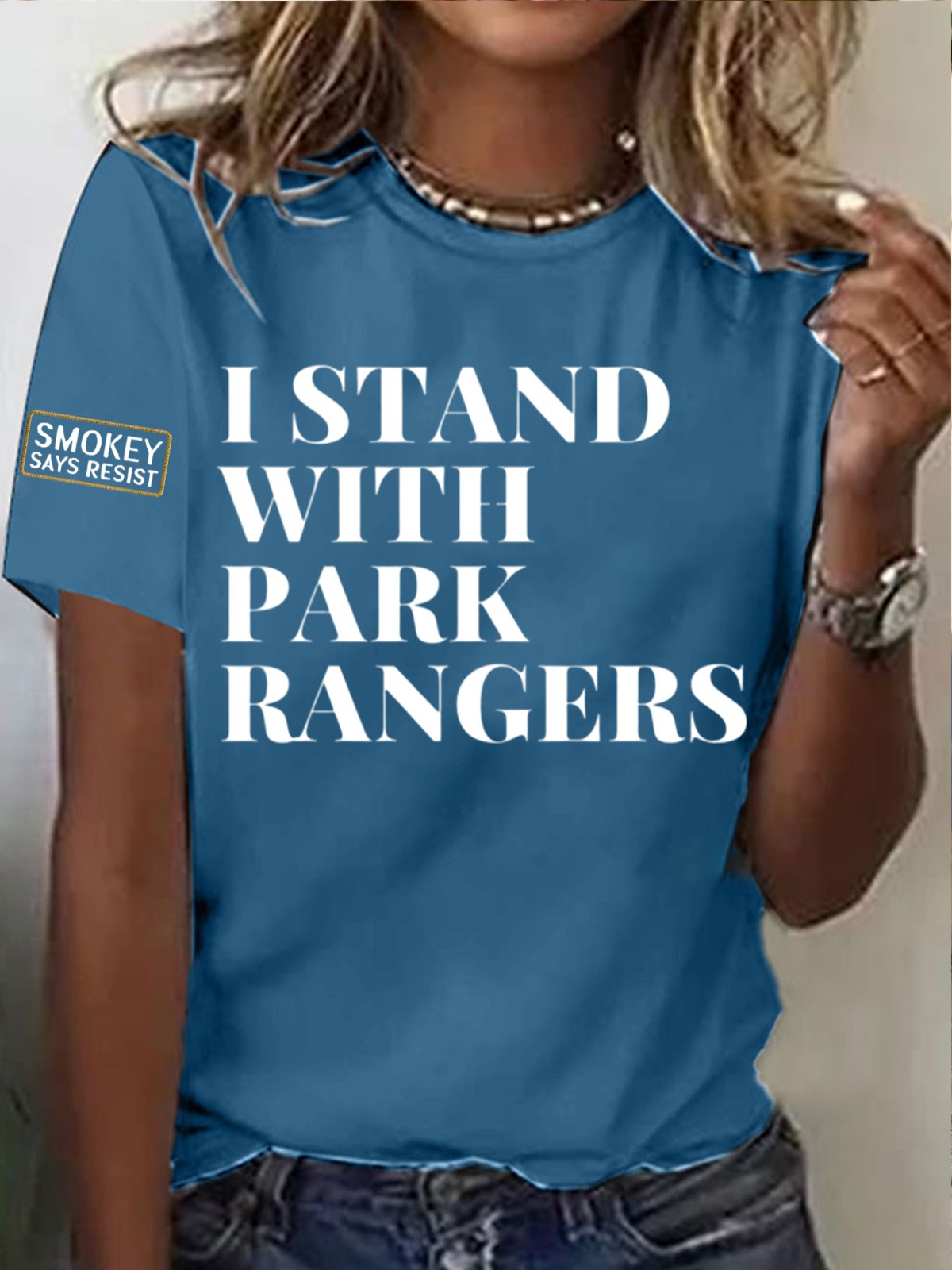 Women's I Stand With Park Rangers Printed Short-Sleeved T-Shirt